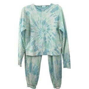 Bandier Wesley Jogger and Crop Sweatshirt Set S/M Blue Tie Dye